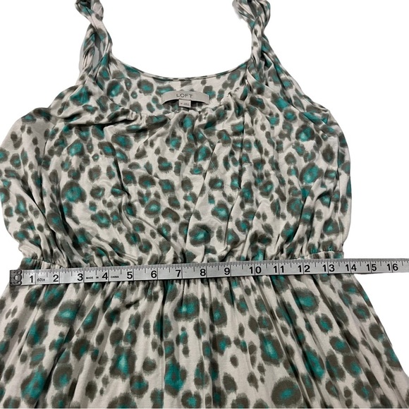 Ann Taylor Loft Womens Tan Green Leopard Print Maxi (56”) Dress Sz M Sleeveless - Picture 7 of 15